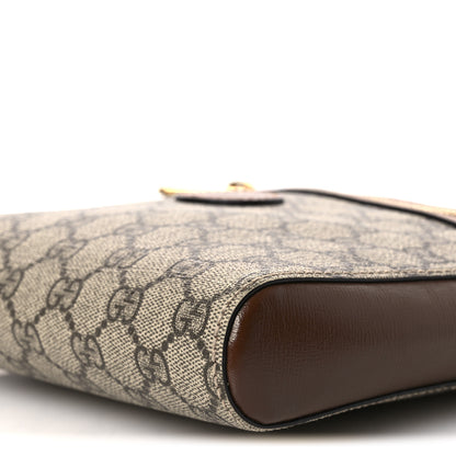 Gucci GG Supreme Monogram Azalea Calfskin Retro Interlocking G Flat Messenger Bag Beige Ebony Brown Sugar 10 of 16