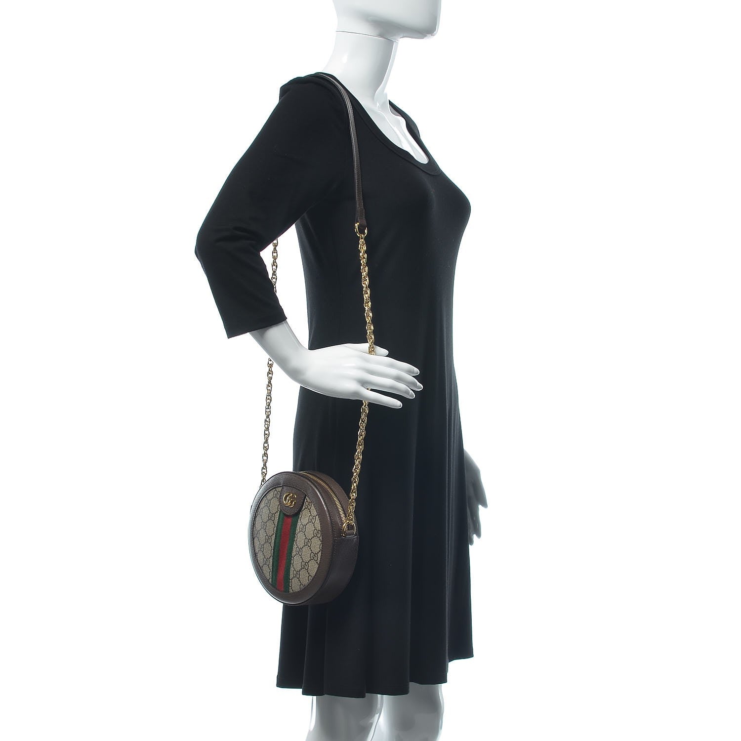 Gucci GG Supreme Monogram Web Mini Ophidia Round Shoulder Bag Brown 2 of 7