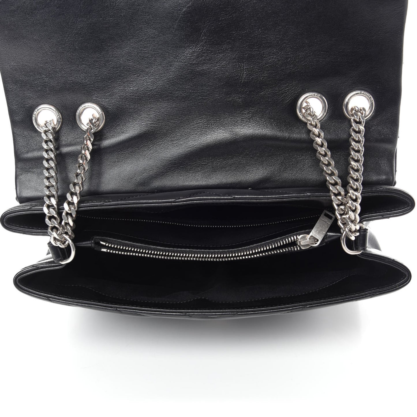Calfskin Y Quilted Monogram Medium Loulou Chain Satchel Black