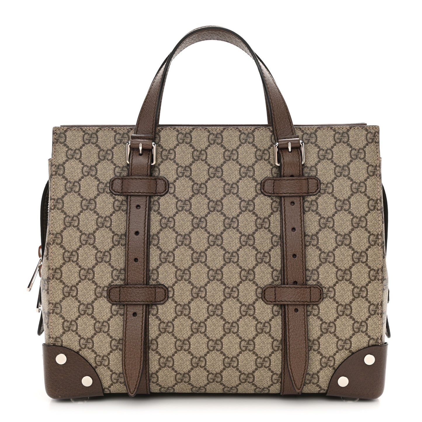 GG Supreme Monogram Textured Dollar Calfskin Small Detail Tote Beige Ebony New Acero