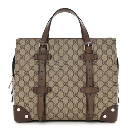 Gucci GG Supreme Monogram Textured Dollar Calfskin Small Detail Tote Beige Ebony New Acero 1 of 8
