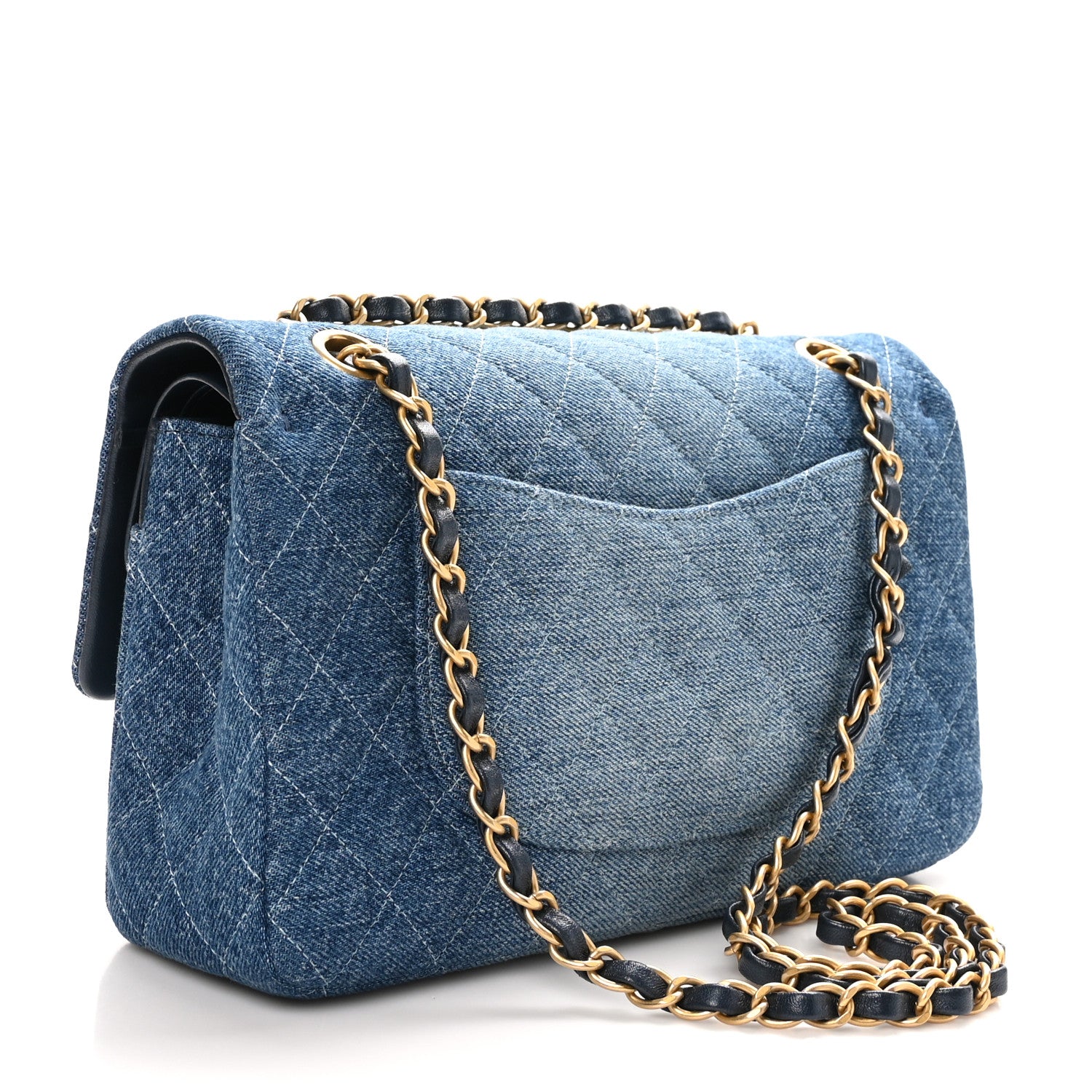 Chanel Washed Denim Quilted Medium Double Flap Blue 3 of 10