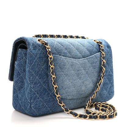 Chanel Washed Denim Quilted Medium Double Flap Blue 3 of 10