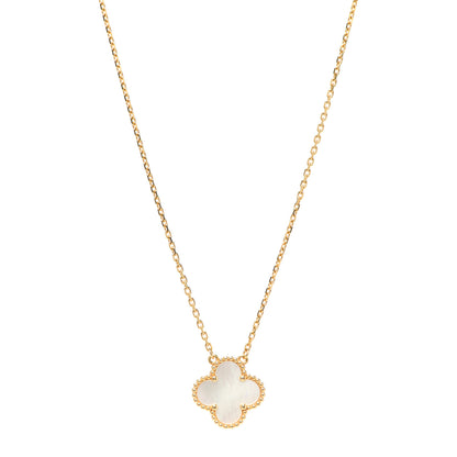 Van Cleef & Arpels 18K Yellow Gold Mother of Pearl Vintage Alhambra Pendant Necklace 1 of 6