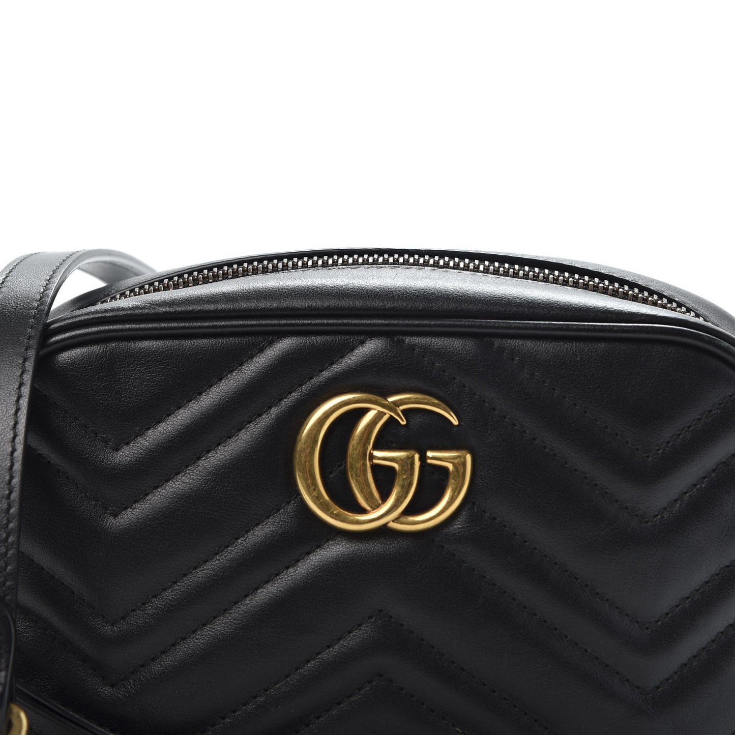 Calfskin Matelasse Mini GG Marmont Chain Shoulder Bag Black