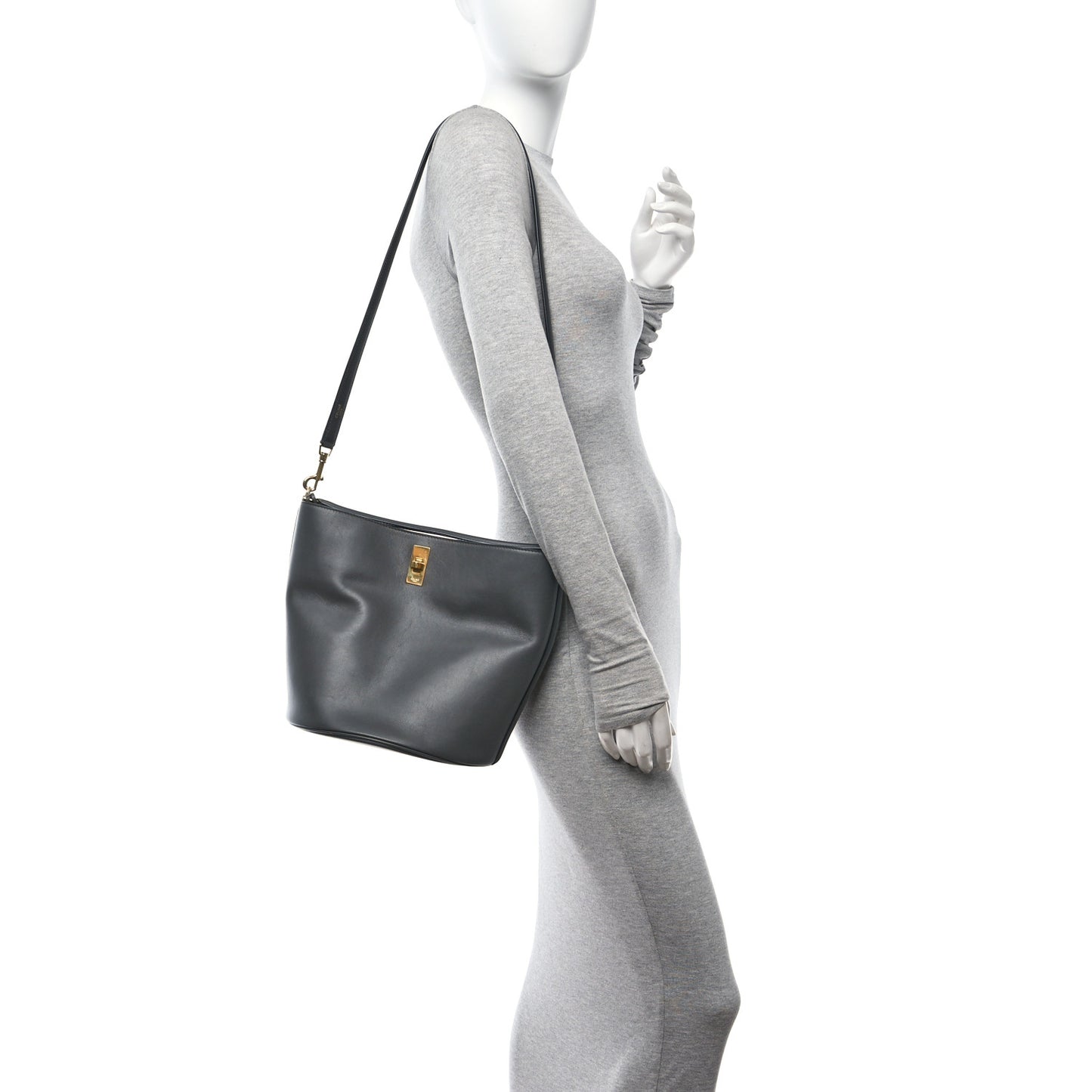 Smooth Calfskin Bucket 16 Bag Grey