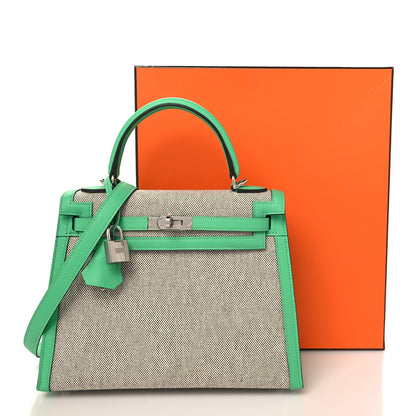 Hermes Toile Swift Kelly Sellier 25 Ecru Vert Comics 11 of 11