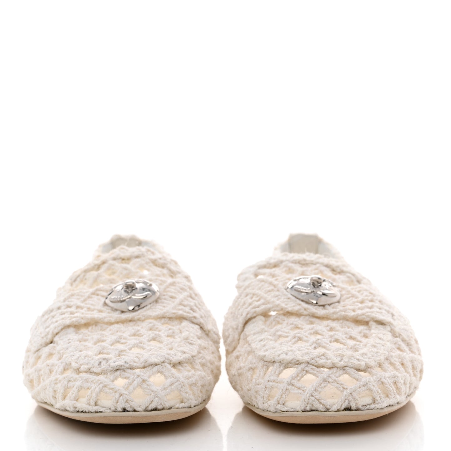 Raffia Braided CC Mocassin Loafers 39 White