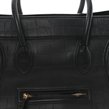 Celine Crocodile Embossed Calfskin Large Phantom Luggage Black 7 of 11