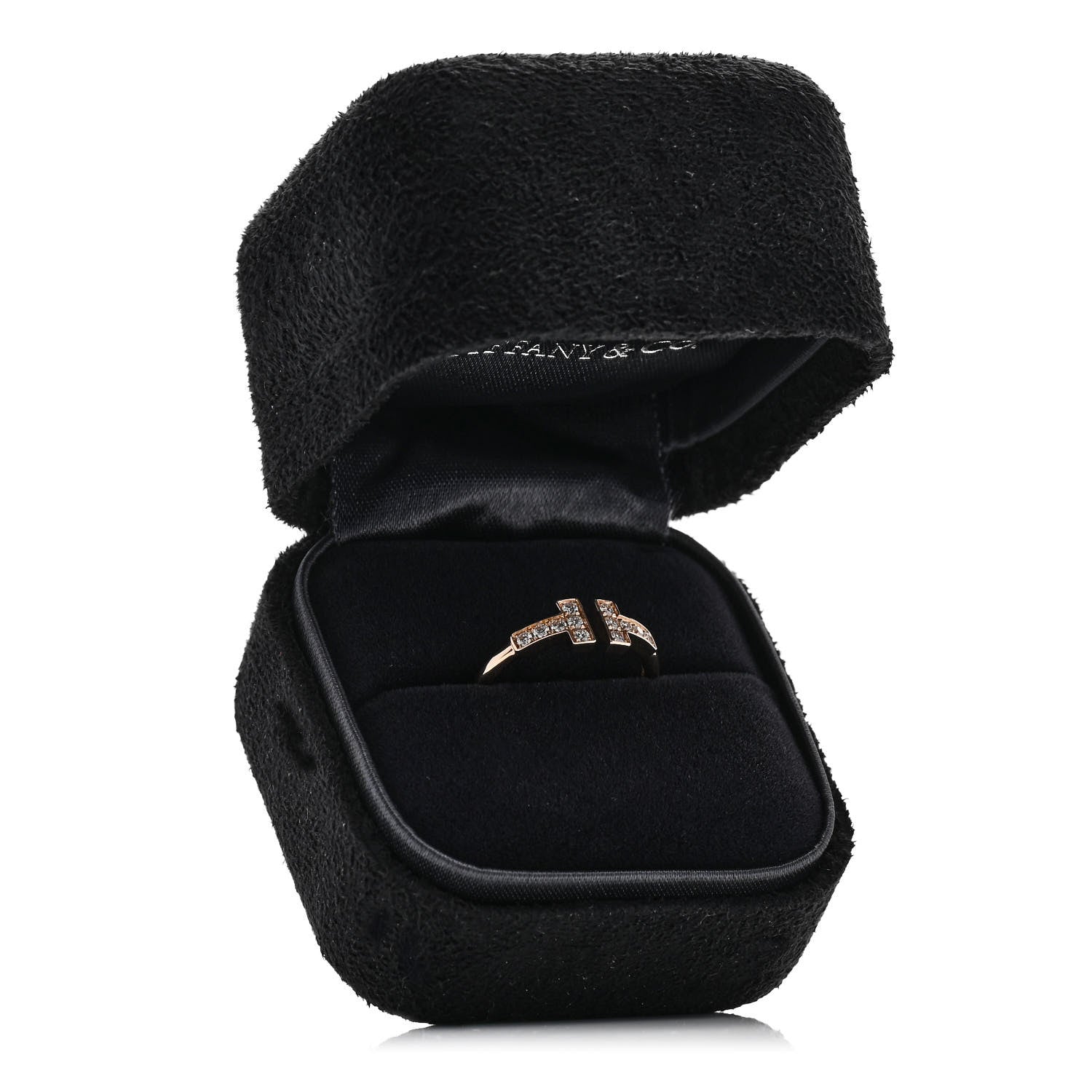 Tiffany 18K Rose Gold Diamond T Wire Ring 49 5 5 of 5
