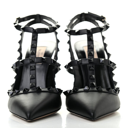 Valentino Garavani Calfskin Lacquered Monochrome Rockstud Ankle Strap 100mm Pumps 40 Black 2 of 8