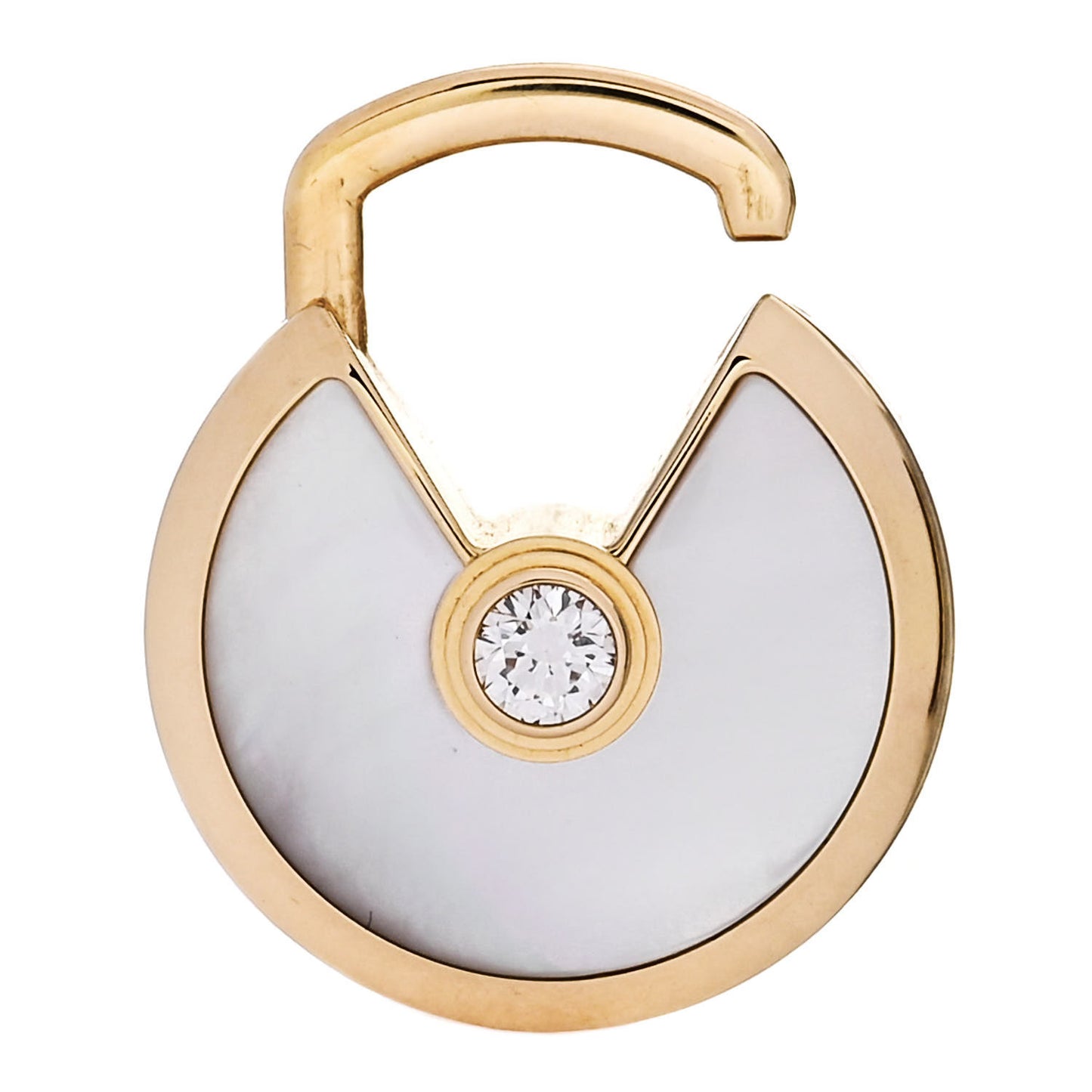 18K Yellow Gold Diamond Mother of Pearl SM Amulette de Cartier Pendant