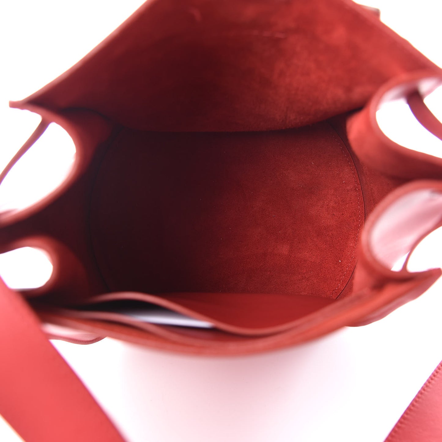 Smooth Calfskin Long Strap Big Bucket Bag Pop Red