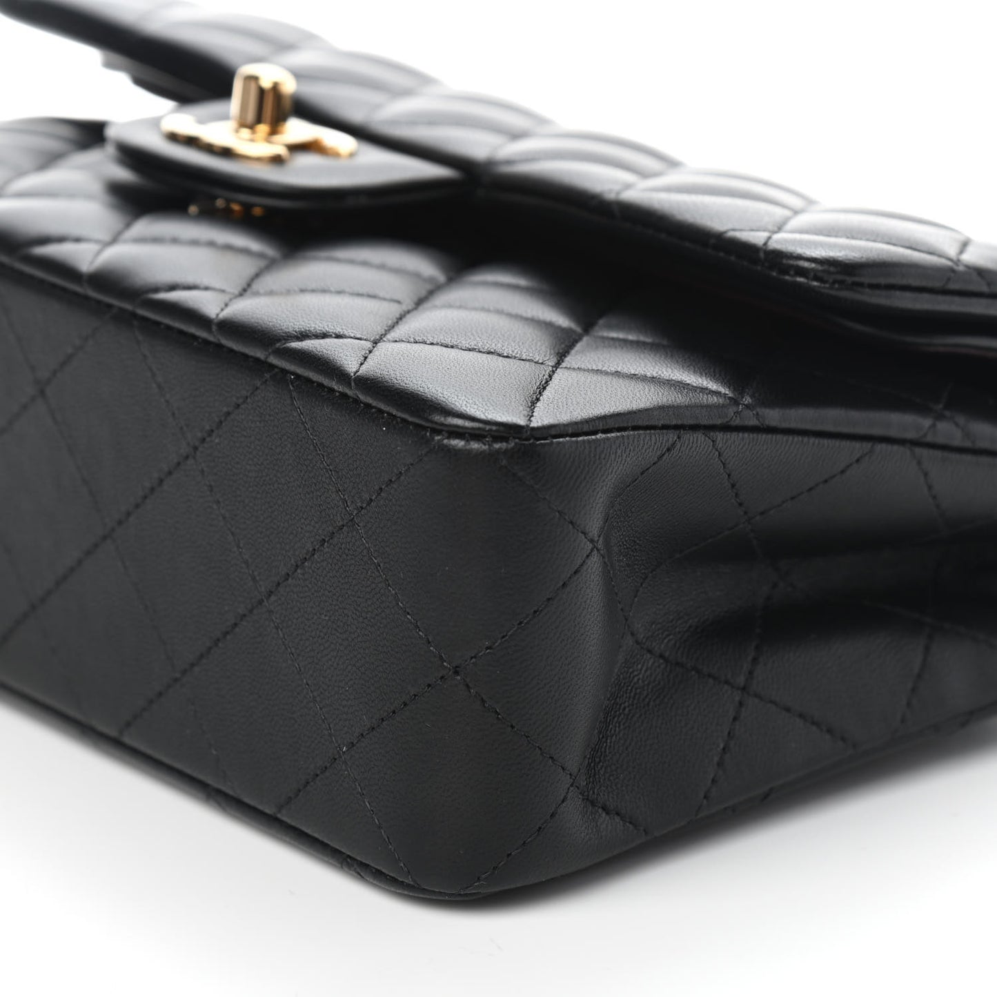 Lambskin Quilted Small Double Flap Black