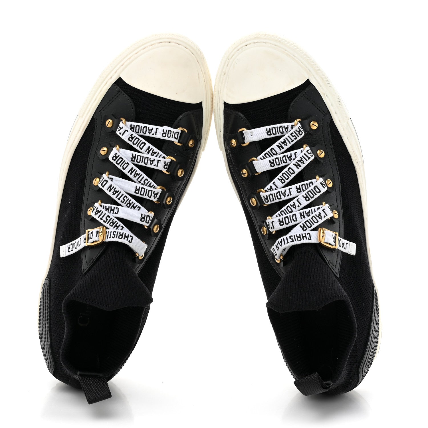 Christian Dior Technical Knit Calfskin Womens Walk'N'Dior High Top Sneakers 38.5 Black 2 of 12