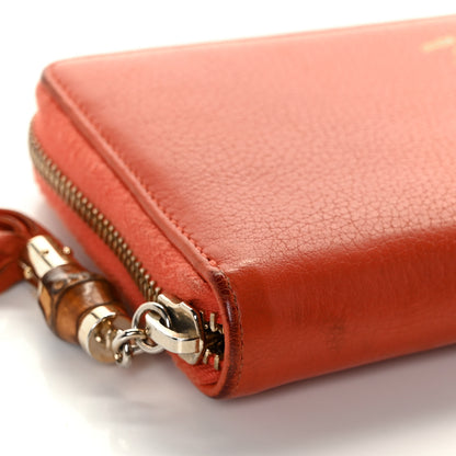 Gucci Pebbled Calfskin Bamboo Tassel Zip Around Wallet Orange 7 of 11