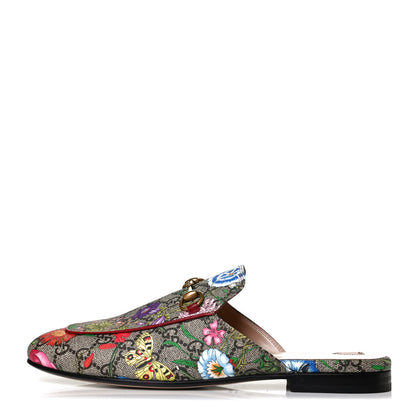 Gucci GG Supreme Monogram Flora Womens Princetown Slippers 39 Beige Ebony Multicolor Rosso 1 of 9