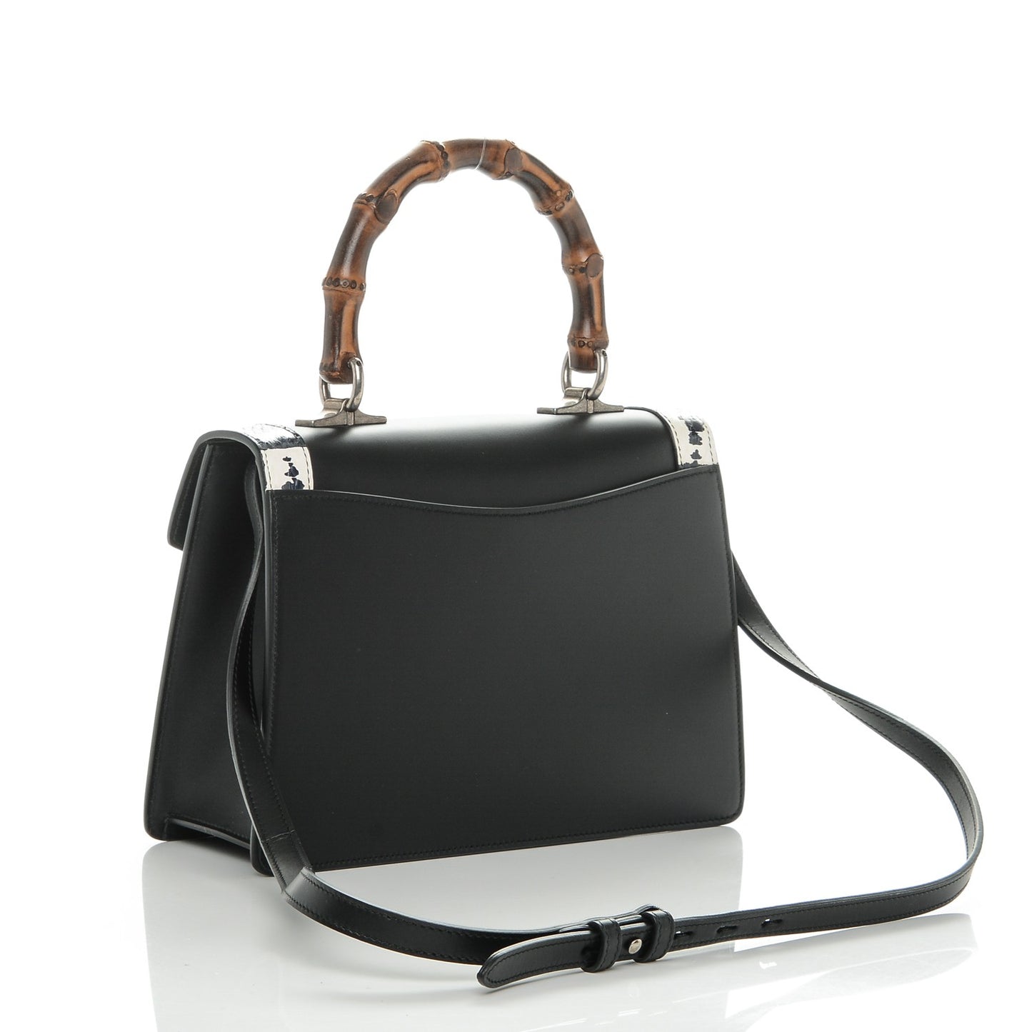 Calfskin Snakeskin Small Lilith Top Handle Bag Black