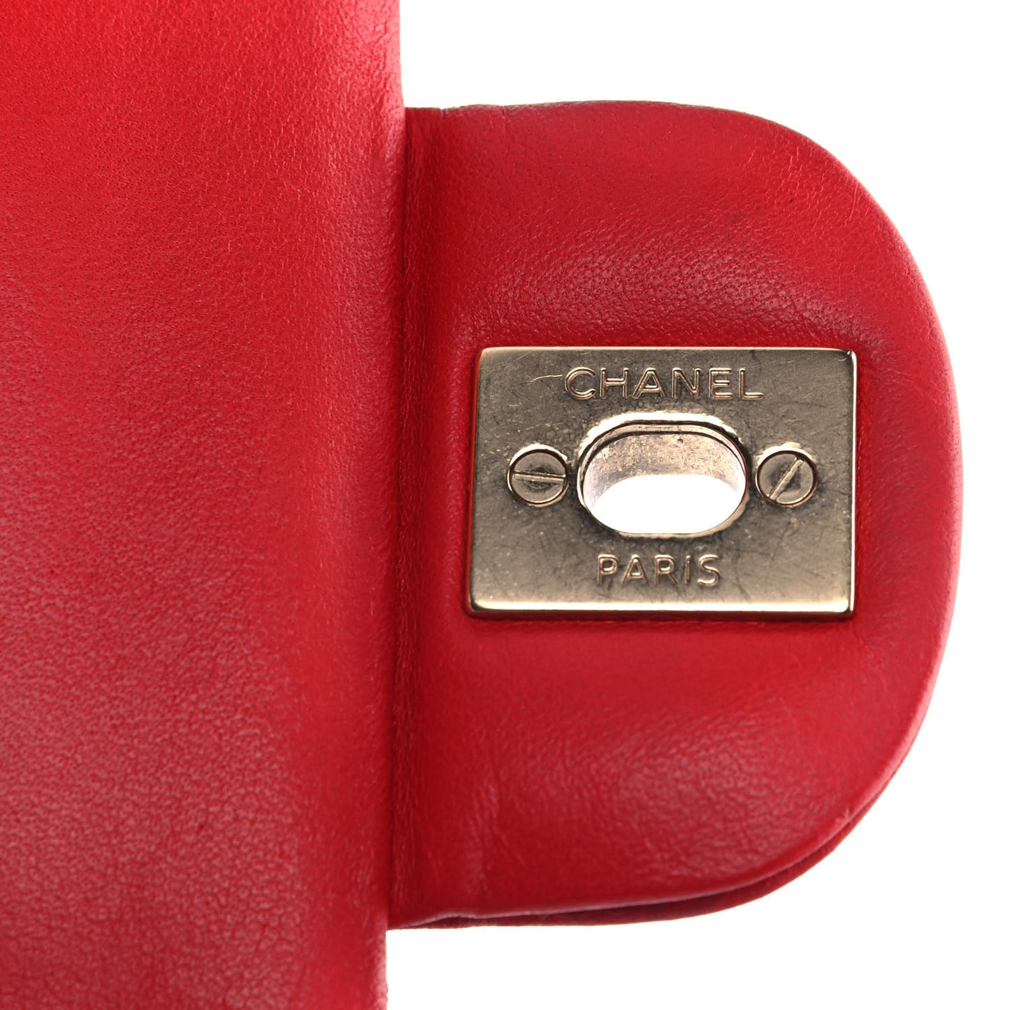 Lambskin Quilted Medium Double Flap Red