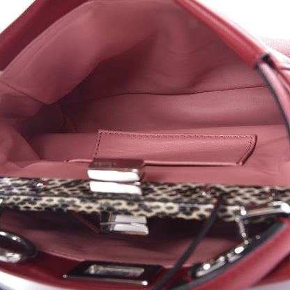 Fendi Nappa Elaphe Monster Eyes Mini Peekaboo Iconic Satchel Ruby Bois de Rose Natural 6 of 8