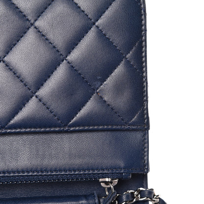 Chanel Lambskin Quilted Wallet On Chain WOC Blue 10 of 16