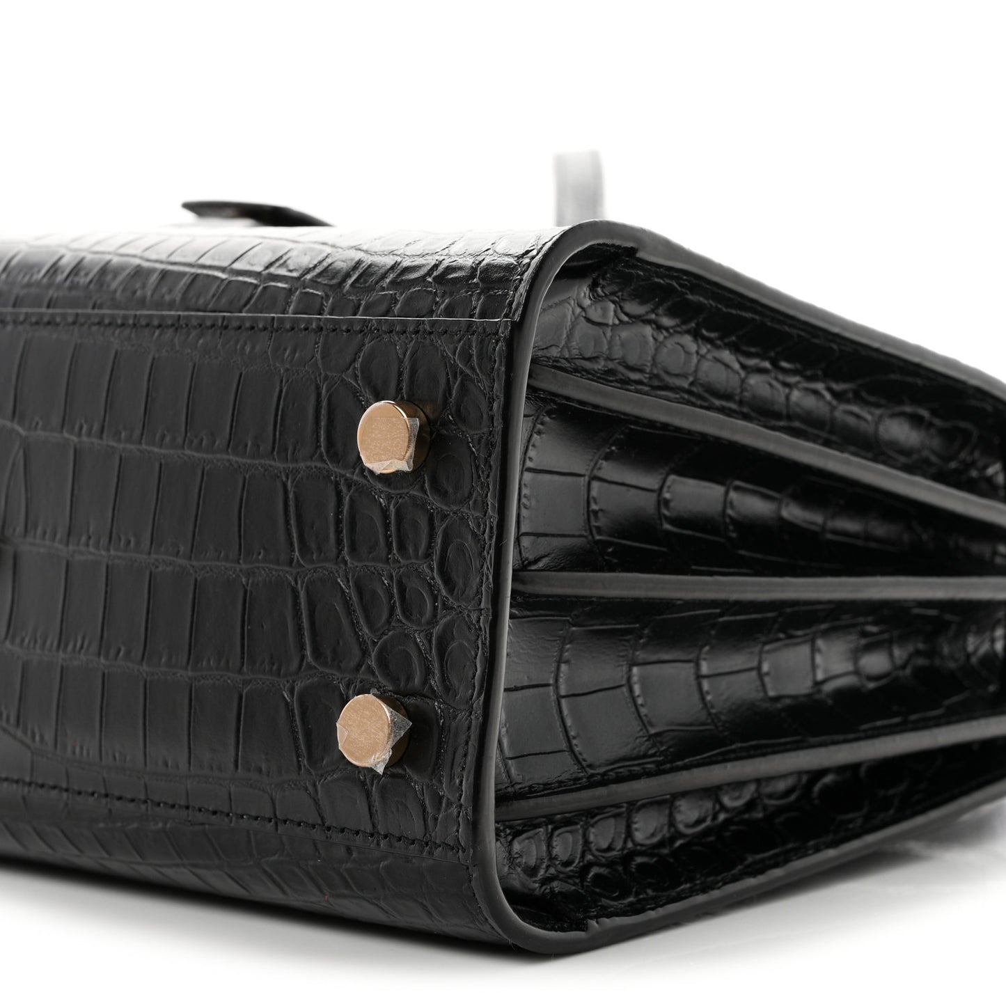 Calfskin Crocodile Embossed Baby Sac De Jour Black