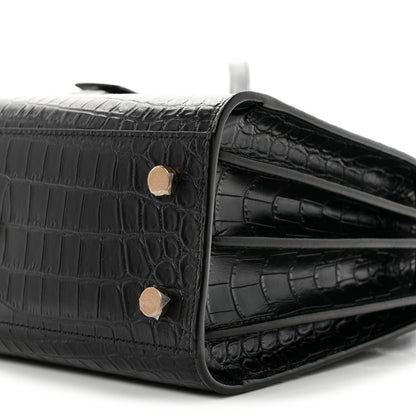 Saint Laurent Calfskin Crocodile Embossed Baby Sac De Jour Black 10 of 10