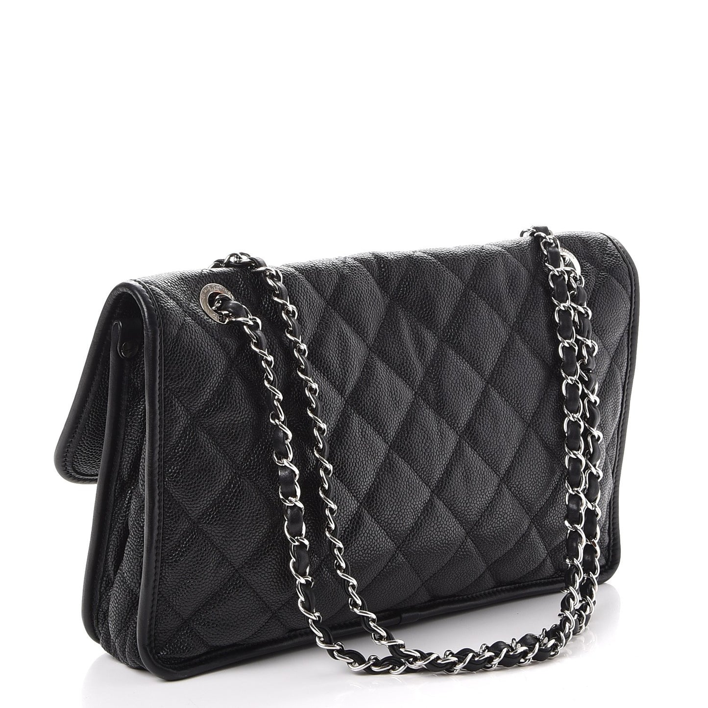 Caviar Quilted Large French Riviera Flap Black