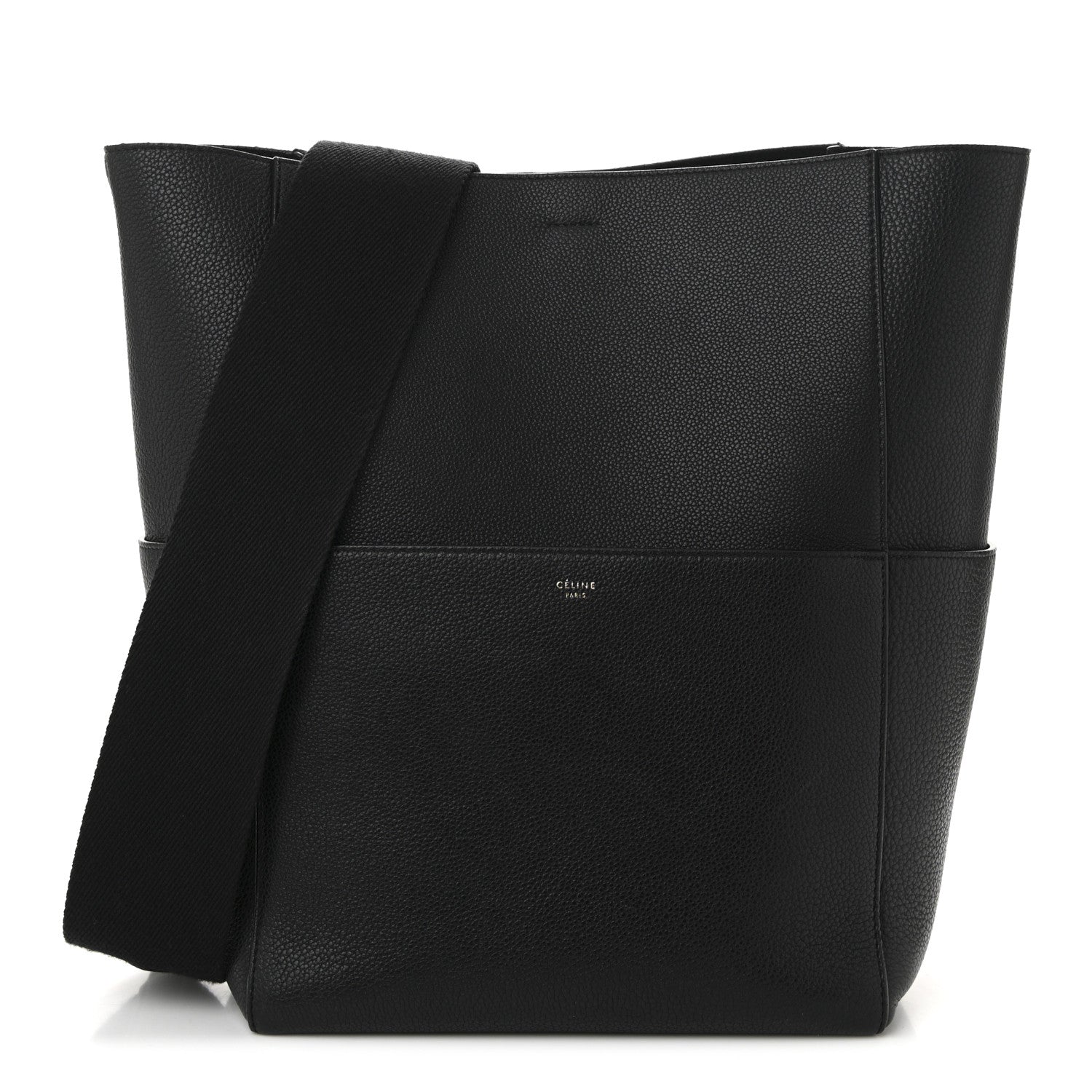 Celine Soft Grained Calfskin Sangle Bucket Bag Black 1 of 10