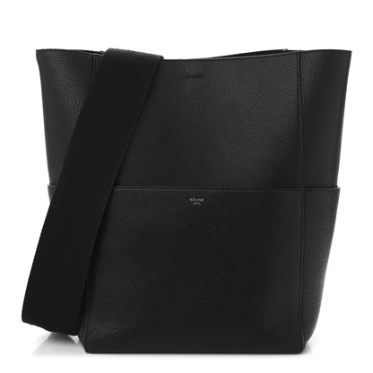 Celine Soft Grained Calfskin Sangle Bucket Bag Black 1 of 10