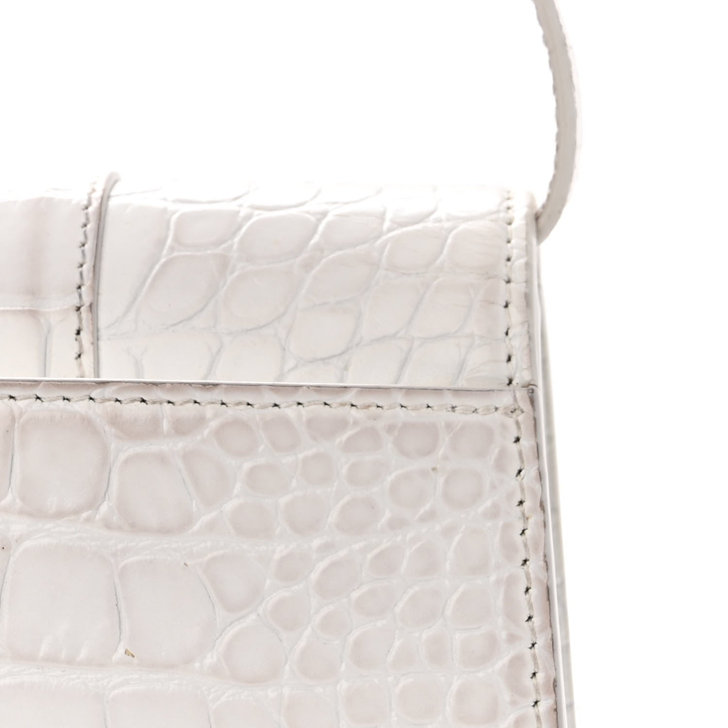 Balenciaga Shiny Calfskin Crocodile Embossed Small Hourglass Sling Shoulder Bag White 16 of 17