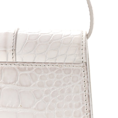 Balenciaga Shiny Calfskin Crocodile Embossed Small Hourglass Sling Shoulder Bag White 16 of 17