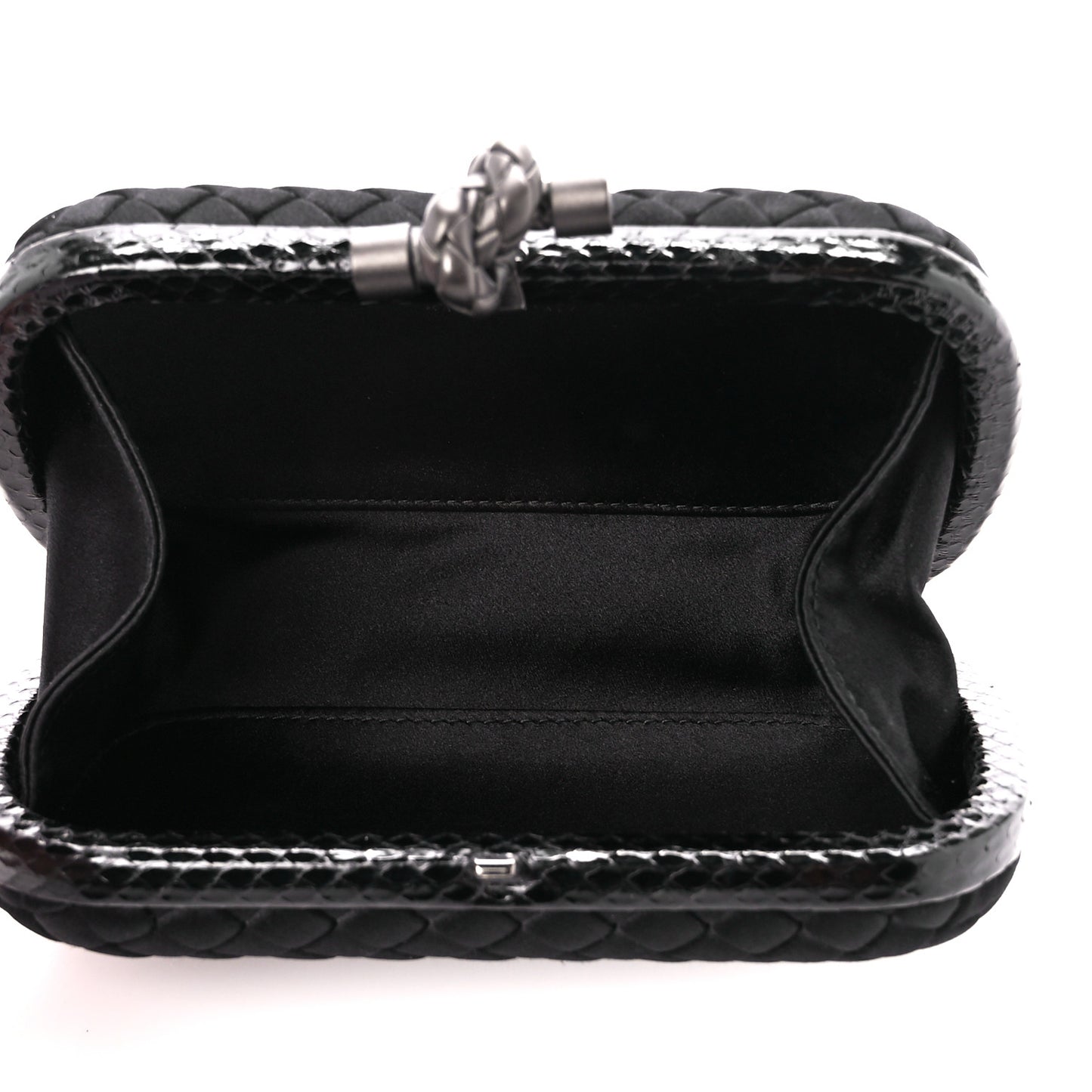 Satin Intreccio Impero Ayers Knot Clutch Black