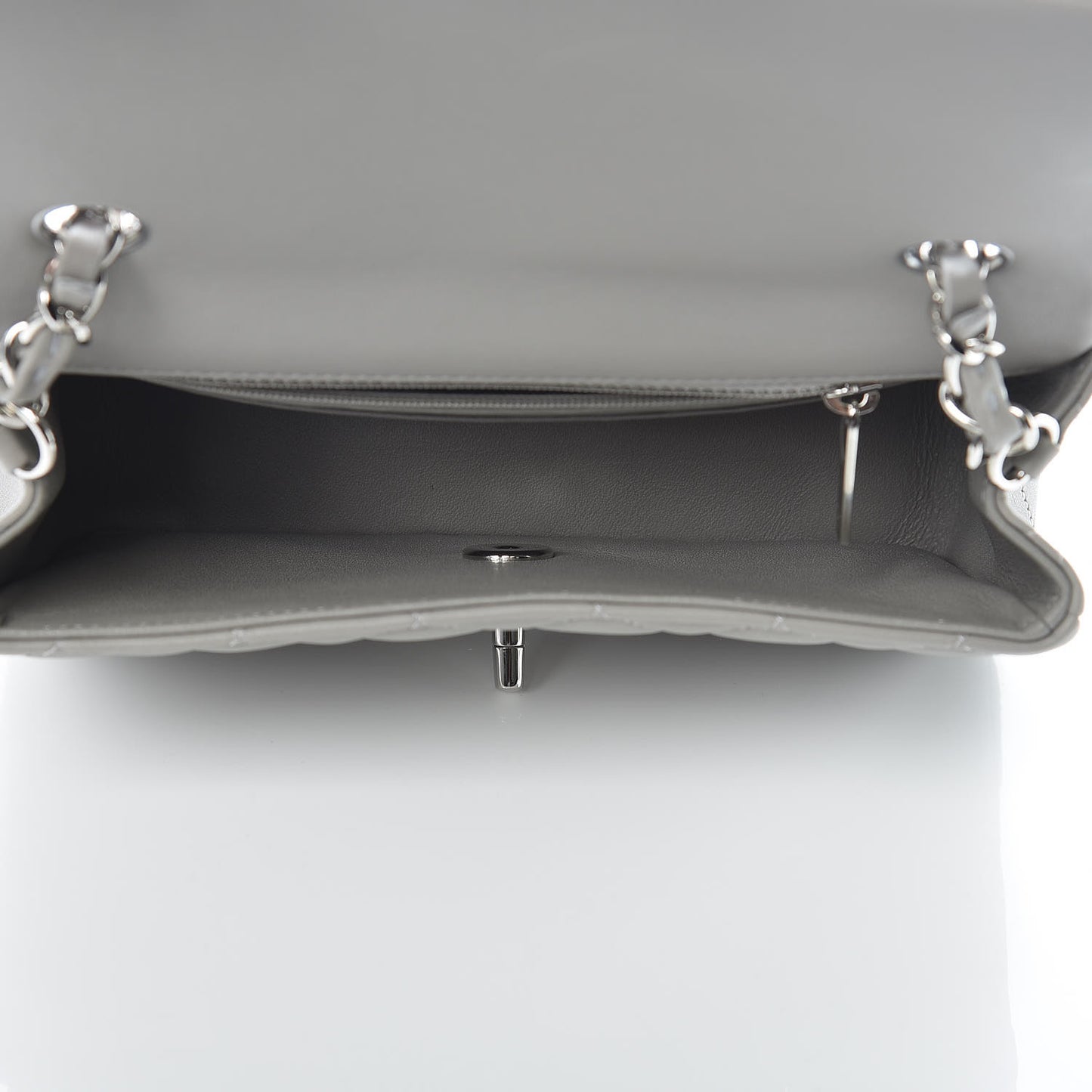 Lambskin Quilted Mini Rectangular Flap Grey