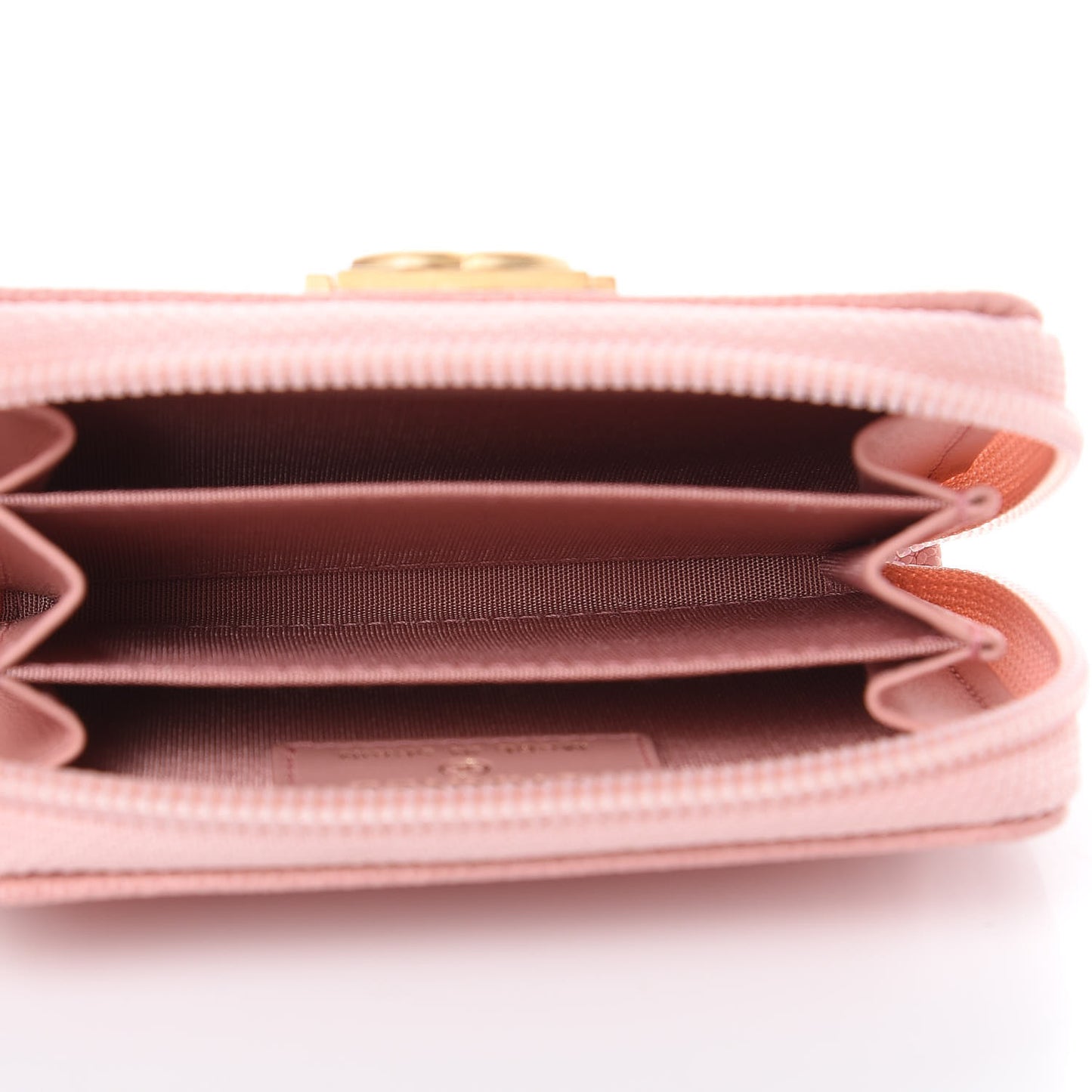 Caviar Quilted Boy Zip Around Coin Purse Wallet Light Pink