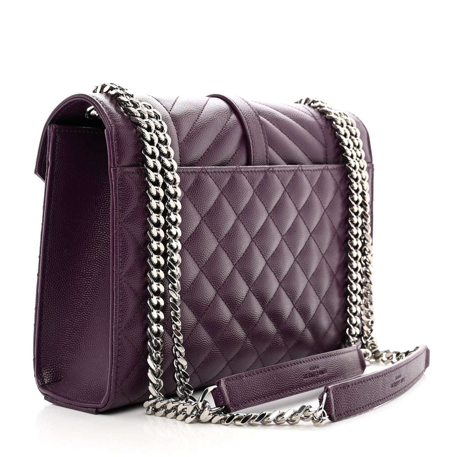 Saint Laurent Grain De Poudre Textured Mixed Matelasse Triquilt Medium Monogram Satchel Lilac 3 of 10