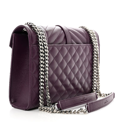 Saint Laurent Grain De Poudre Textured Mixed Matelasse Triquilt Medium Monogram Satchel Lilac 3 of 10