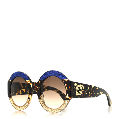 Gucci Acetate Round GG0084S Sunglasses Glitter Blue Multi 1 of 8