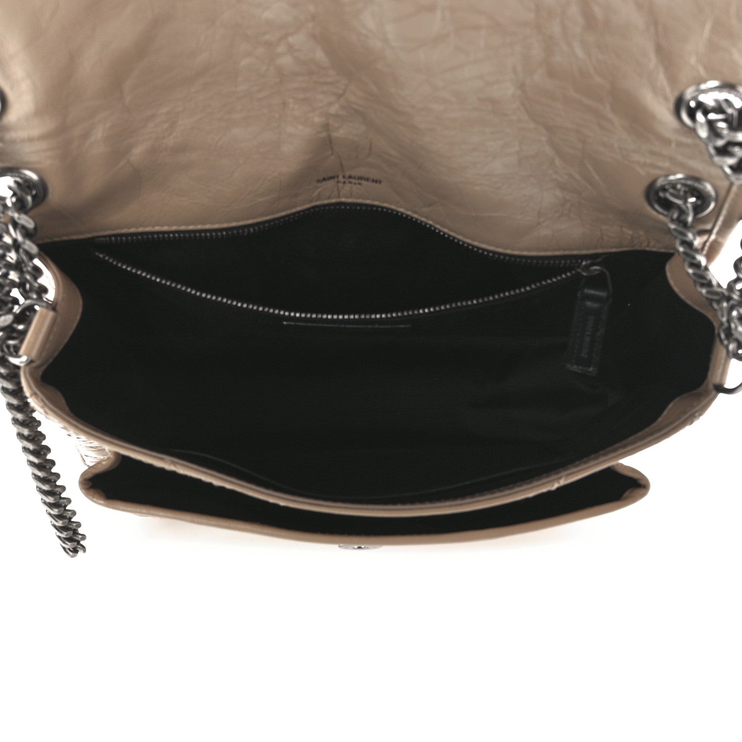 Saint Laurent Crinkled Calfskin Matelasse Monogram Medium Niki Chain Satchel Light Taupe 5 of 13