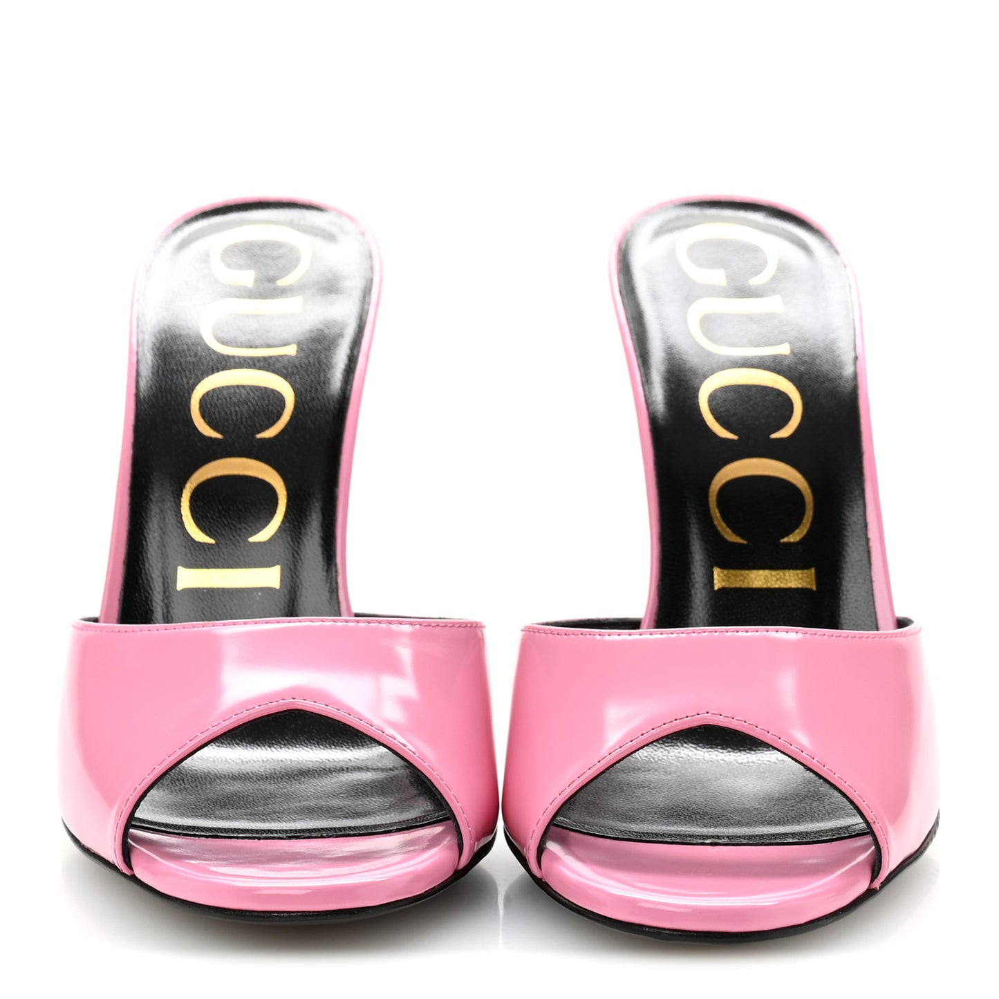 Polished Calfskin Scarlet Mid Heel Slide Sandals 36.5 Pink Plexi