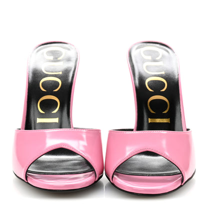 Gucci Polished Calfskin Scarlet Mid Heel Slide Sandals 36.5 Pink Plexi 3 of 10