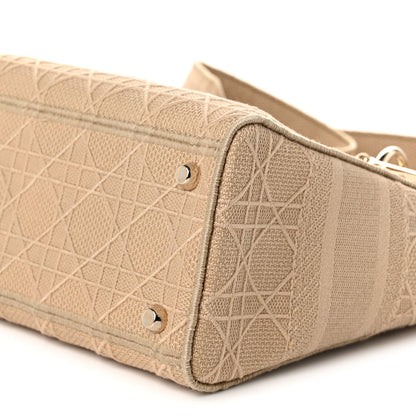 Christian Dior Canvas Embroidered Cannage Medium Lady D-Lite Beige 10 of 10