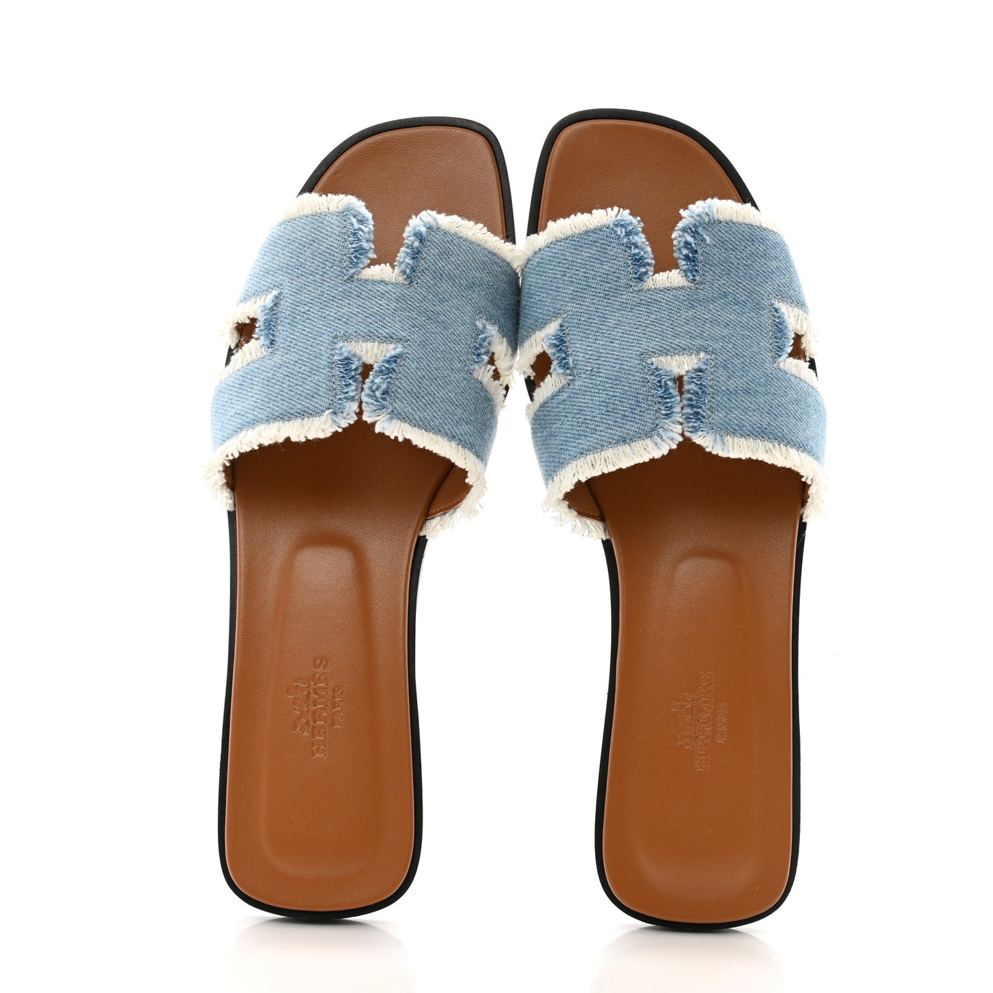 Denim Oran Fringe Sandals 39 Bleu Clair