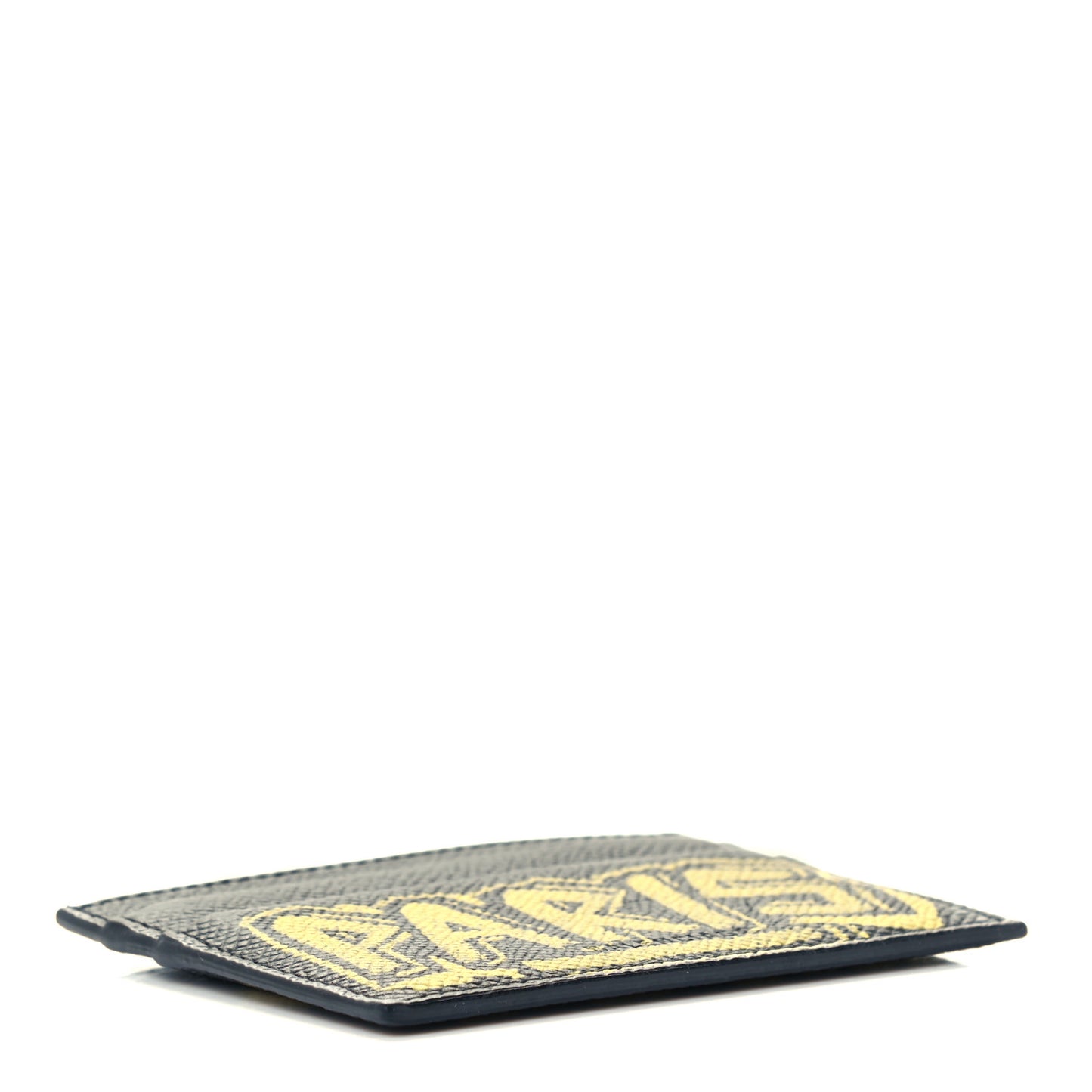 Signature Grained Calfskin Graffiti Ville Multi Card Holder Black Yellow