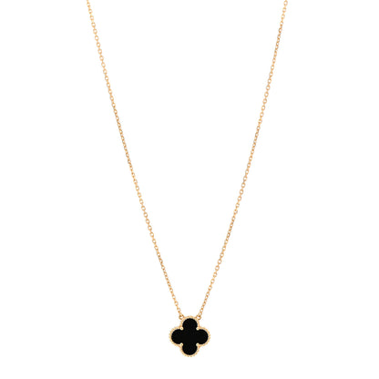 Van Cleef & Arpels 18K Yellow Gold Black Onyx Vintage Alhambra Pendant Necklace 1 of 7