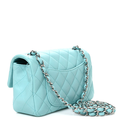 Chanel Lambskin Quilted Mini Rectangular Flap Light Blue 2 of 9