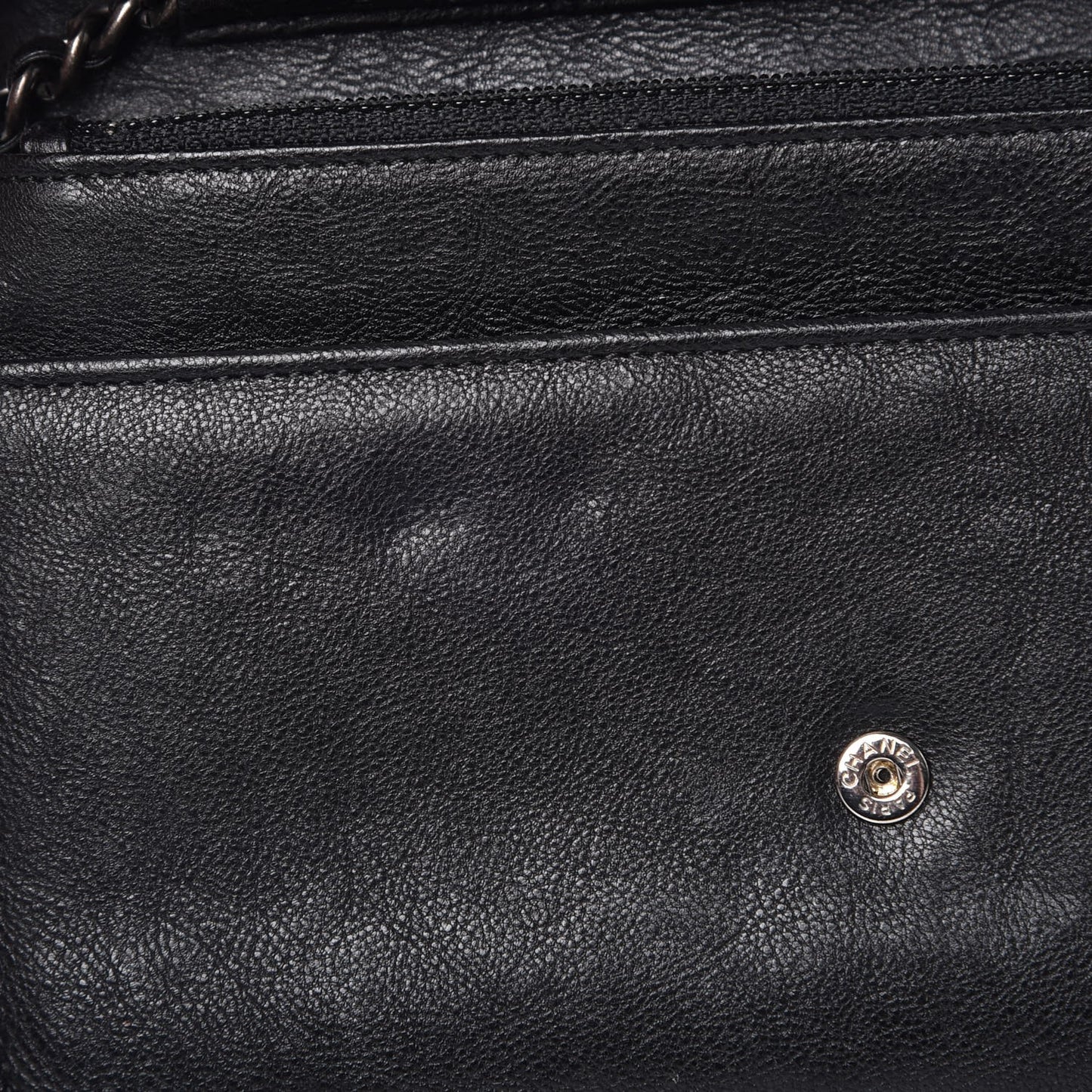 Calfskin Quilted Chain Around Boy Wallet On Chain WOC Black
