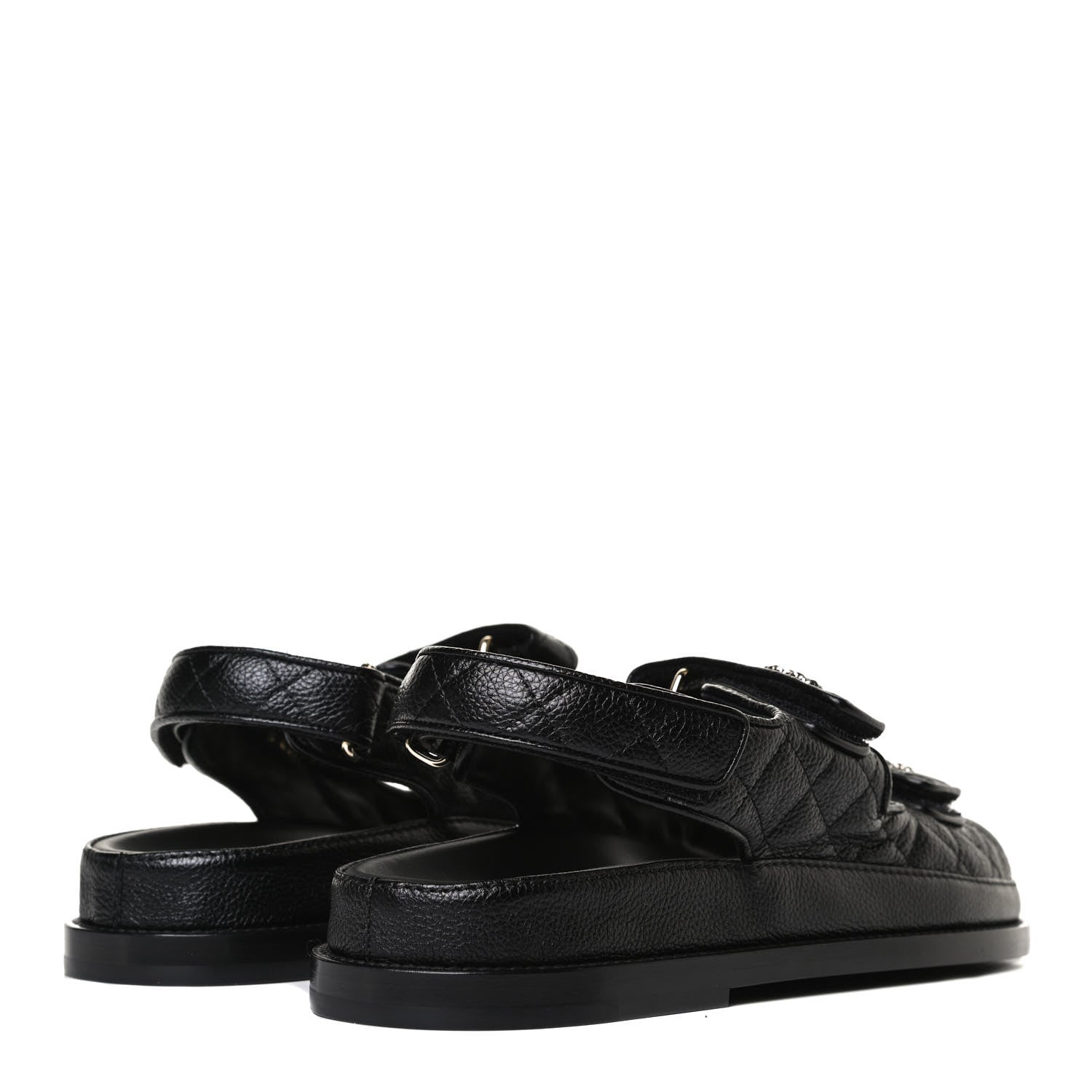 Chanel Grained Calfskin Velcro Dad Sandals 37.5 Black 4 of 12