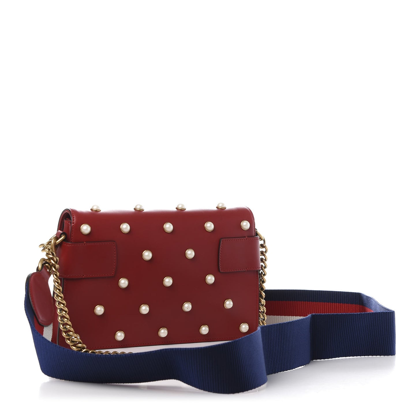 Nappa Pearl Studded Mini Queen Margaret Broadway Shoulder Bag Hibiscus Red