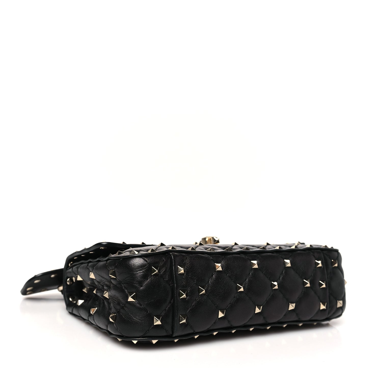 Lambskin Small Rockstud Spike Shoulder Bag Black